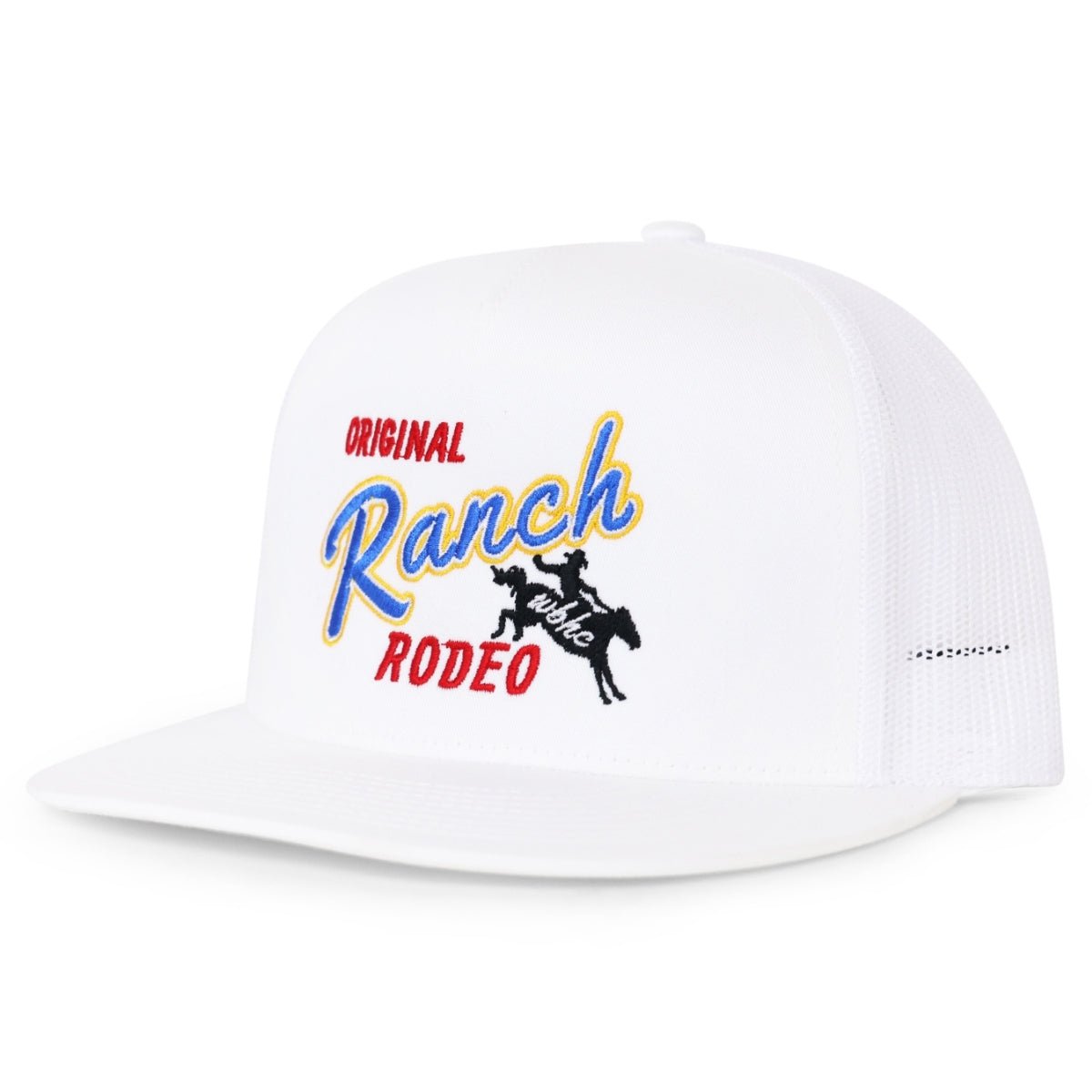 RIVEMUG Western Rodeo Trucker Hat - Cowboy Mid Crown Curved Bill Cap With Mesh Back, Adjustable Snapback
