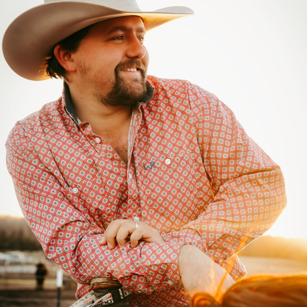 Whiskey Bent Hat Co - WR Pink w/ Blue Dot LS Button Down