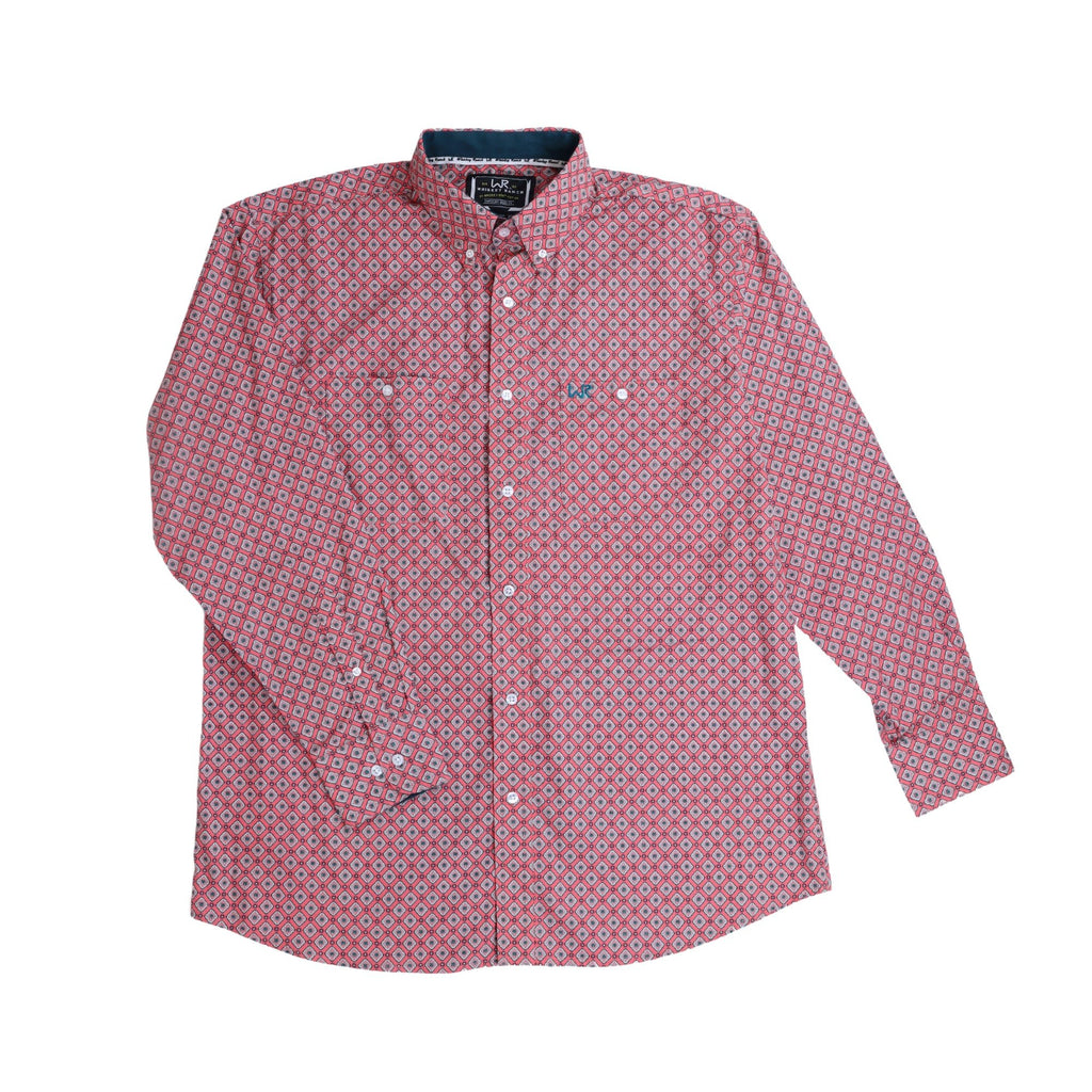 Whiskey Bent Hat Co - WR Pink w/ Blue Dot LS Button Down