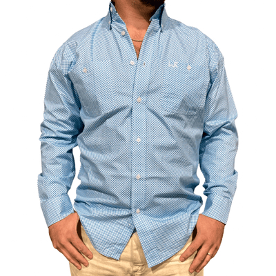 Whiskey Bent Hat Co-WR Blue/White LS Button Down