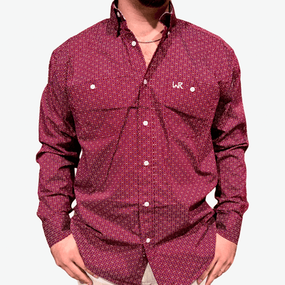 Whiskey Bent Hat Co-WR Burgandy LS Button Down